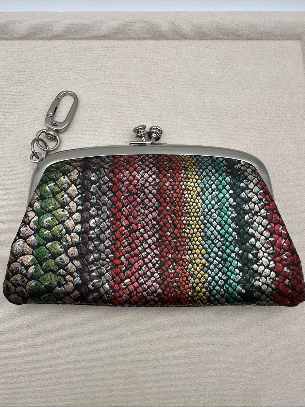 HOBO Multi Color Metallic Snakeskin Kiss Lock Coin Purse Wallet NWOT